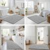 image:imageSmiry Bathroom Toilet Rugs U Shaped 24x20 Extra Soft Absorbent Non Slip Rubber Backing Chenille Contour Bath Rugs for Toilet Machine Washable Contoured Bath Mats Navy BlueLight Grey