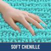 image:imageSmiry Bathroom Toilet Rugs U Shaped 24x20 Extra Soft Absorbent Non Slip Rubber Backing Chenille Contour Bath Rugs for Toilet Machine Washable Contoured Bath Mats Navy BlueTurquoise