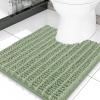 image:imageSmiry Bathroom Toilet Rugs U Shaped 24x20 Extra Soft Absorbent Non Slip Rubber Backing Chenille Contour Bath Rugs for Toilet Machine Washable Contoured Bath Mats Navy BlueSage Green