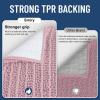 image:imageSmiry Bathroom Toilet Rugs U Shaped 24x20 Extra Soft Absorbent Non Slip Rubber Backing Chenille Contour Bath Rugs for Toilet Machine Washable Contoured Bath Mats Navy BlueDusty Rose
