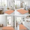 image:imageSmiry Bathroom Toilet Rugs U Shaped 24x20 Extra Soft Absorbent Non Slip Rubber Backing Chenille Contour Bath Rugs for Toilet Machine Washable Contoured Bath Mats Navy BluePeach