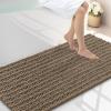 image:imageSmiry Bathroom Toilet Rugs U Shaped 24x20 Extra Soft Absorbent Non Slip Rubber Backing Chenille Contour Bath Rugs for Toilet Machine Washable Contoured Bath Mats Navy BlueCamel