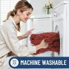image:imageSmiry Bathroom Toilet Rugs U Shaped 24x20 Extra Soft Absorbent Non Slip Rubber Backing Chenille Contour Bath Rugs for Toilet Machine Washable Contoured Bath Mats Navy BlueMaple Red