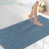 image:imageSmiry Bathroom Toilet Rugs U Shaped 24x20 Extra Soft Absorbent Non Slip Rubber Backing Chenille Contour Bath Rugs for Toilet Machine Washable Contoured Bath Mats Navy BlueGrayish Blue