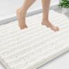 image:imageSmiry Bathroom Toilet Rugs U Shaped 24x20 Extra Soft Absorbent Non Slip Rubber Backing Chenille Contour Bath Rugs for Toilet Machine Washable Contoured Bath Mats Navy BlueIvory