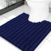 image:imageSmiry Bathroom Toilet Rugs U Shaped 24x20 Extra Soft Absorbent Non Slip Rubber Backing Chenille Contour Bath Rugs for Toilet Machine Washable Contoured Bath Mats Navy BlueDark Grey