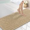 image:imageSmiry Bathroom Toilet Rugs U Shaped 24x20 Extra Soft Absorbent Non Slip Rubber Backing Chenille Contour Bath Rugs for Toilet Machine Washable Contoured Bath Mats Navy BlueBeige