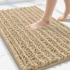 image:imageSmiry Bathroom Toilet Rugs U Shaped 24x20 Extra Soft Absorbent Non Slip Rubber Backing Chenille Contour Bath Rugs for Toilet Machine Washable Contoured Bath Mats Navy BlueBeige