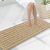 image:imageSmiry Bathroom Toilet Rugs U Shaped 24x20 Extra Soft Absorbent Non Slip Rubber Backing Chenille Contour Bath Rugs for Toilet Machine Washable Contoured Bath Mats Navy BlueBeige
