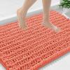 image:imageSmiry Bathroom Toilet Rugs U Shaped 24x20 Extra Soft Absorbent Non Slip Rubber Backing Chenille Contour Bath Rugs for Toilet Machine Washable Contoured Bath Mats Navy BlueCoral