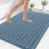 image:imageSmiry Bathroom Toilet Rugs U Shaped 24x20 Extra Soft Absorbent Non Slip Rubber Backing Chenille Contour Bath Rugs for Toilet Machine Washable Contoured Bath Mats Navy BlueGrayish Blue