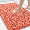 image:imageSmiry Bathroom Toilet Rugs U Shaped 24x20 Extra Soft Absorbent Non Slip Rubber Backing Chenille Contour Bath Rugs for Toilet Machine Washable Contoured Bath Mats Navy BlueCoral