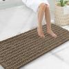 image:imageSmiry Bathroom Toilet Rugs U Shaped 24x20 Extra Soft Absorbent Non Slip Rubber Backing Chenille Contour Bath Rugs for Toilet Machine Washable Contoured Bath Mats Navy BlueCamel
