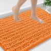 image:imageSmiry Bathroom Toilet Rugs U Shaped 24x20 Extra Soft Absorbent Non Slip Rubber Backing Chenille Contour Bath Rugs for Toilet Machine Washable Contoured Bath Mats Navy BlueOrange