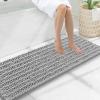 image:imageSmiry Bathroom Toilet Rugs U Shaped 24x20 Extra Soft Absorbent Non Slip Rubber Backing Chenille Contour Bath Rugs for Toilet Machine Washable Contoured Bath Mats Navy BlueLight Grey