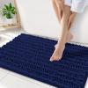 image:imageSmiry Bathroom Toilet Rugs U Shaped 24x20 Extra Soft Absorbent Non Slip Rubber Backing Chenille Contour Bath Rugs for Toilet Machine Washable Contoured Bath Mats Navy BlueNavy Blue
