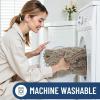image:imageSmiry Bathroom Toilet Rugs U Shaped 24x20 Extra Soft Absorbent Non Slip Rubber Backing Chenille Contour Bath Rugs for Toilet Machine Washable Contoured Bath Mats Navy BlueLatte