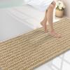 image:imageSmiry Bathroom Toilet Rugs U Shaped 24x20 Extra Soft Absorbent Non Slip Rubber Backing Chenille Contour Bath Rugs for Toilet Machine Washable Contoured Bath Mats Navy BlueBeige