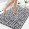 image:imageSmiry Bathroom Toilet Rugs U Shaped 24x20 Extra Soft Absorbent Non Slip Rubber Backing Chenille Contour Bath Rugs for Toilet Machine Washable Contoured Bath Mats Navy BlueGrey