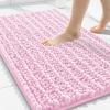 image:imageSmiry Bathroom Toilet Rugs U Shaped 24x20 Extra Soft Absorbent Non Slip Rubber Backing Chenille Contour Bath Rugs for Toilet Machine Washable Contoured Bath Mats Navy BluePink