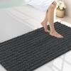 image:imageSmiry Bathroom Toilet Rugs U Shaped 24x20 Extra Soft Absorbent Non Slip Rubber Backing Chenille Contour Bath Rugs for Toilet Machine Washable Contoured Bath Mats Navy BlueDark Grey