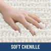 image:imageSmiry Bathroom Toilet Rugs U Shaped 24x20 Extra Soft Absorbent Non Slip Rubber Backing Chenille Contour Bath Rugs for Toilet Machine Washable Contoured Bath Mats Navy BlueIvory