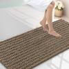 image:imageSmiry Bathroom Toilet Rugs U Shaped 24x20 Extra Soft Absorbent Non Slip Rubber Backing Chenille Contour Bath Rugs for Toilet Machine Washable Contoured Bath Mats Navy BlueCamel