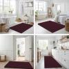 image:imageSmiry Bathroom Toilet Rugs U Shaped 24x20 Extra Soft Absorbent Non Slip Rubber Backing Chenille Contour Bath Rugs for Toilet Machine Washable Contoured Bath Mats Navy BlueBlack Cherry