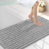 image:imageSmiry Bathroom Toilet Rugs U Shaped 24x20 Extra Soft Absorbent Non Slip Rubber Backing Chenille Contour Bath Rugs for Toilet Machine Washable Contoured Bath Mats Navy BlueLight Grey