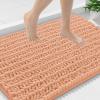 image:imageSmiry Bathroom Toilet Rugs U Shaped 24x20 Extra Soft Absorbent Non Slip Rubber Backing Chenille Contour Bath Rugs for Toilet Machine Washable Contoured Bath Mats Navy BluePeach