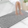 image:imageSmiry Bathroom Toilet Rugs U Shaped 24x20 Extra Soft Absorbent Non Slip Rubber Backing Chenille Contour Bath Rugs for Toilet Machine Washable Contoured Bath Mats Navy BlueLight Grey