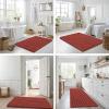 image:imageSmiry Bathroom Toilet Rugs U Shaped 24x20 Extra Soft Absorbent Non Slip Rubber Backing Chenille Contour Bath Rugs for Toilet Machine Washable Contoured Bath Mats Navy BlueMaple Red
