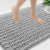 image:imageSmiry Bathroom Toilet Rugs U Shaped 24x20 Extra Soft Absorbent Non Slip Rubber Backing Chenille Contour Bath Rugs for Toilet Machine Washable Contoured Bath Mats Navy BlueLight Grey