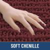 image:imageSmiry Bathroom Toilet Rugs U Shaped 24x20 Extra Soft Absorbent Non Slip Rubber Backing Chenille Contour Bath Rugs for Toilet Machine Washable Contoured Bath Mats Navy BlueCaramel Red