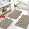 image:imageSmiry Bathroom Toilet Rugs U Shaped 24x20 Extra Soft Absorbent Non Slip Rubber Backing Chenille Contour Bath Rugs for Toilet Machine Washable Contoured Bath Mats Navy BlueLatte