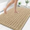image:imageSmiry Bathroom Toilet Rugs U Shaped 24x20 Extra Soft Absorbent Non Slip Rubber Backing Chenille Contour Bath Rugs for Toilet Machine Washable Contoured Bath Mats Navy BlueBeige