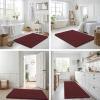 image:imageSmiry Bathroom Toilet Rugs U Shaped 24x20 Extra Soft Absorbent Non Slip Rubber Backing Chenille Contour Bath Rugs for Toilet Machine Washable Contoured Bath Mats Navy BlueCaramel Red