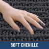 image:imageSmiry Bathroom Toilet Rugs U Shaped 24x20 Extra Soft Absorbent Non Slip Rubber Backing Chenille Contour Bath Rugs for Toilet Machine Washable Contoured Bath Mats Navy BlueDark Grey