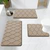 image:imageSmiry Memory Foam Bath Mat 30x20 Ultra Soft NonSlip Bathroom Rugs Plush Water Absorbent Quick Dry and Machine Washable Floor Mat for Shower Tub amp Home Decor Navy BlueTan