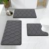 image:imageSmiry Memory Foam Bath Mat 30x20 Ultra Soft NonSlip Bathroom Rugs Plush Water Absorbent Quick Dry and Machine Washable Floor Mat for Shower Tub amp Home Decor Navy BlueDark Grey