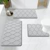 image:imageSmiry Memory Foam Bath Mat 30x20 Ultra Soft NonSlip Bathroom Rugs Plush Water Absorbent Quick Dry and Machine Washable Floor Mat for Shower Tub amp Home Decor Navy BlueLight Grey
