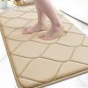 image:imageSmiry Memory Foam Bath Mat 30x20 Ultra Soft NonSlip Bathroom Rugs Plush Water Absorbent Quick Dry and Machine Washable Floor Mat for Shower Tub amp Home Decor Navy BlueBeige