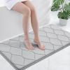 image:imageSmiry Memory Foam Bath Mat 30x20 Ultra Soft NonSlip Bathroom Rugs Plush Water Absorbent Quick Dry and Machine Washable Floor Mat for Shower Tub amp Home Decor Navy BlueLight Grey