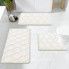 image:imageSmiry Memory Foam Bath Mat 30x20 Ultra Soft NonSlip Bathroom Rugs Plush Water Absorbent Quick Dry and Machine Washable Floor Mat for Shower Tub amp Home Decor Navy BlueIvory