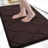 image:imageSmiry Memory Foam Bath Mat 30x20 Ultra Soft NonSlip Bathroom Rugs Plush Water Absorbent Quick Dry and Machine Washable Floor Mat for Shower Tub amp Home Decor Navy BlueBrown