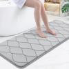 image:imageSmiry Memory Foam Bath Mat 30x20 Ultra Soft NonSlip Bathroom Rugs Plush Water Absorbent Quick Dry and Machine Washable Floor Mat for Shower Tub amp Home Decor Navy BlueLight Grey
