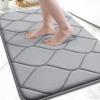 image:imageSmiry Memory Foam Bath Mat 30x20 Ultra Soft NonSlip Bathroom Rugs Plush Water Absorbent Quick Dry and Machine Washable Floor Mat for Shower Tub amp Home Decor Navy BlueGrey
