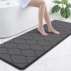 image:imageSmiry Memory Foam Bath Mat 30x20 Ultra Soft NonSlip Bathroom Rugs Plush Water Absorbent Quick Dry and Machine Washable Floor Mat for Shower Tub amp Home Decor Navy BlueDark Grey