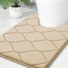 image:imageSmiry Memory Foam Bath Mat 30x20 Ultra Soft NonSlip Bathroom Rugs Plush Water Absorbent Quick Dry and Machine Washable Floor Mat for Shower Tub amp Home Decor Navy BlueBeige