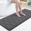 image:imageSmiry Memory Foam Bath Mat 30x20 Ultra Soft NonSlip Bathroom Rugs Plush Water Absorbent Quick Dry and Machine Washable Floor Mat for Shower Tub amp Home Decor Navy BlueDark Grey